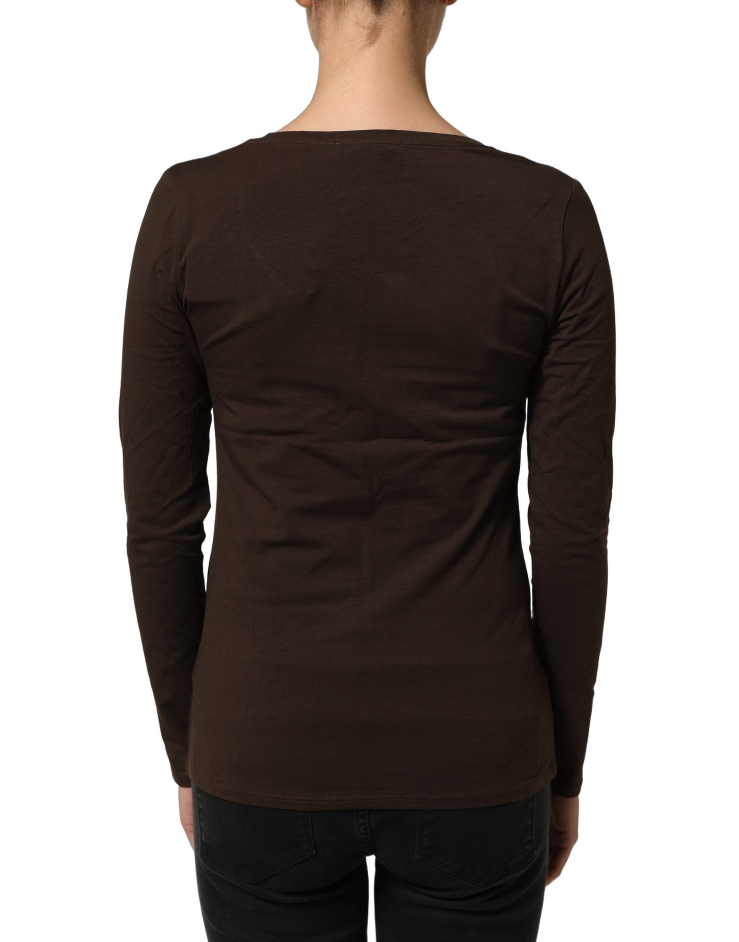 Alpha Massimo Rebecchi Brown Long Sleeves Round Neck Top Alpha Massimo Rebecchi