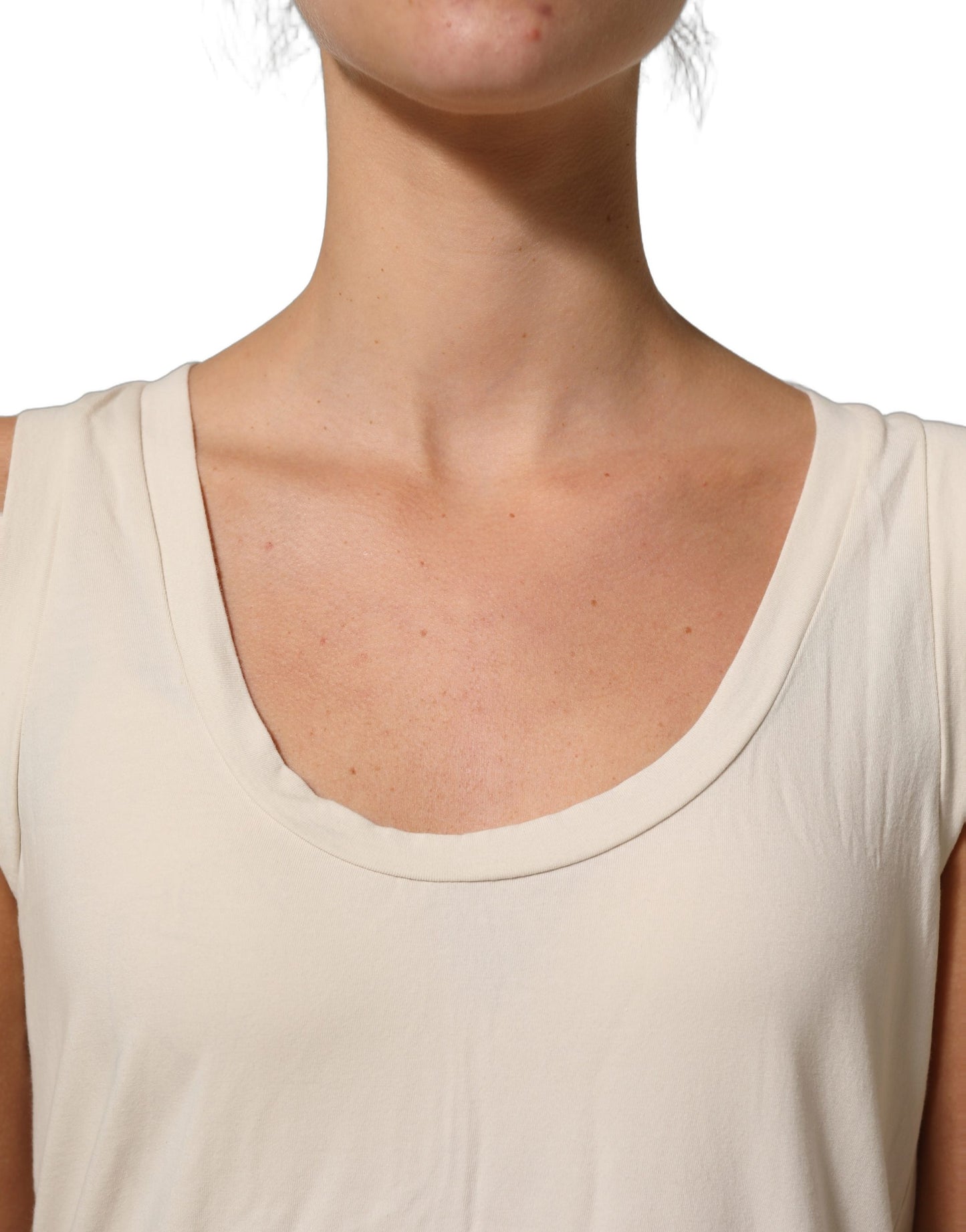 Aniye By Beige Viscose Sleeveless Round Neck Women Tank Top Aniye By