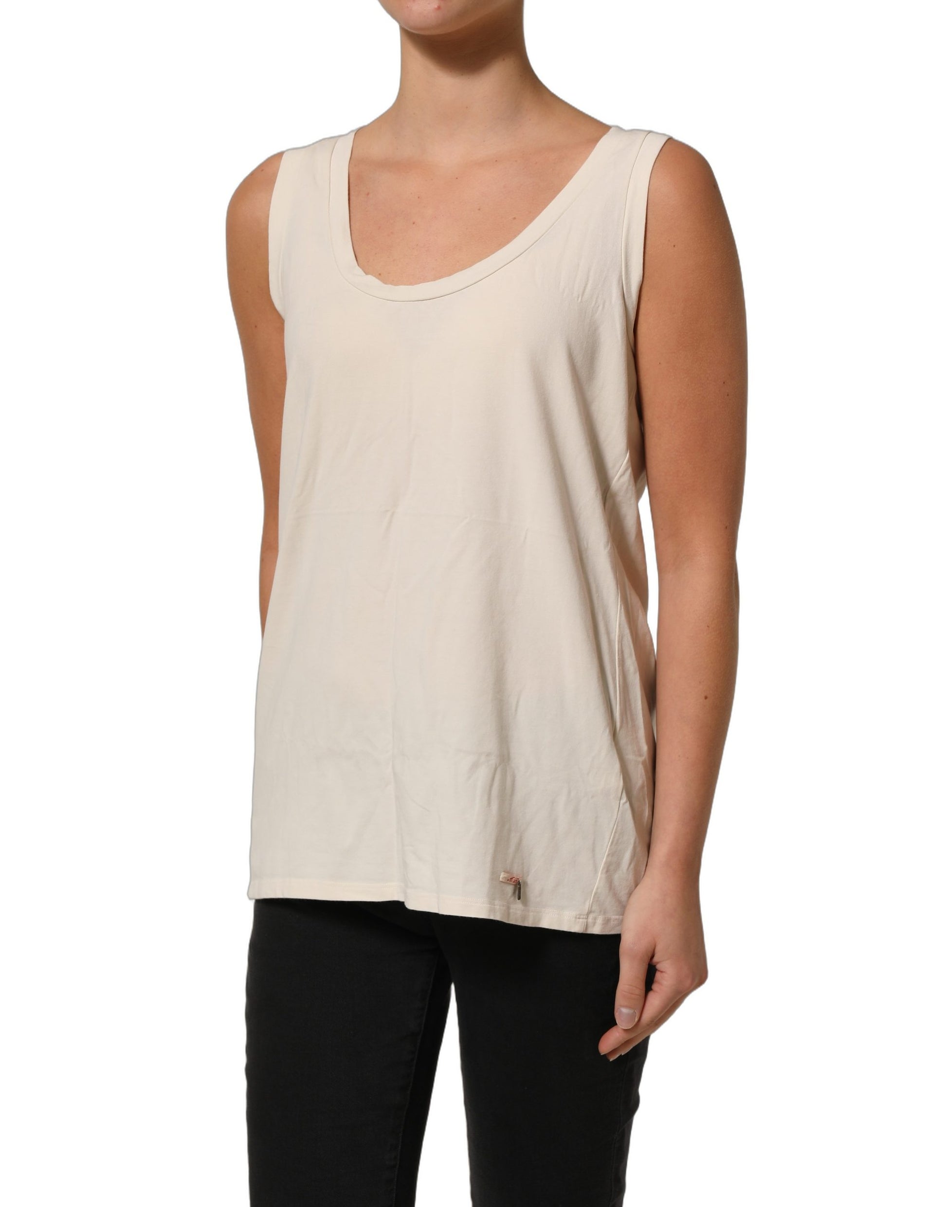 Aniye By Beige Viscose Sleeveless Round Neck Women Tank Top Aniye By