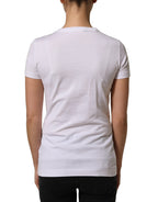 Dolce & Gabbana White DG Logo Embellished Round Neck T-shirt