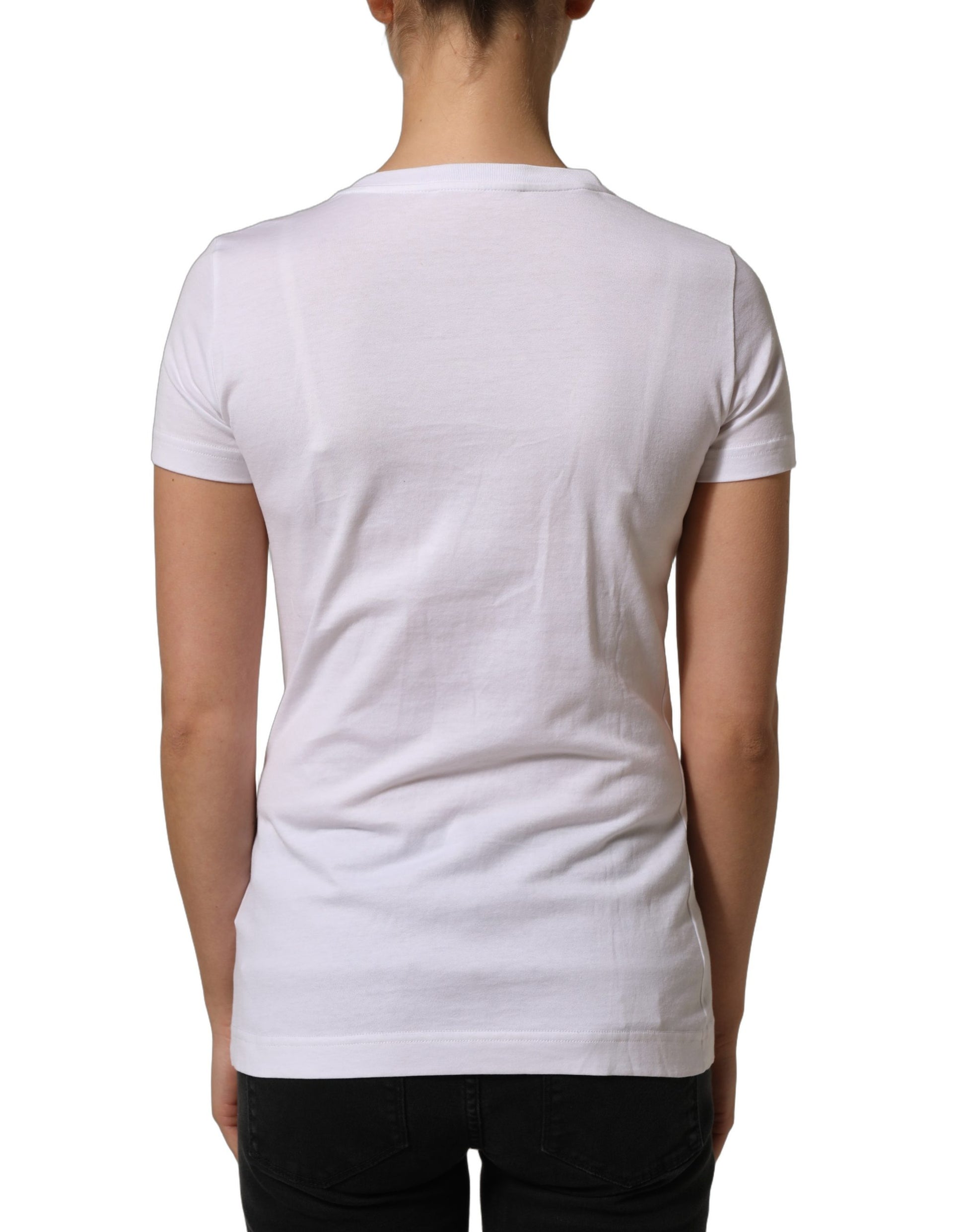 Dolce & Gabbana White DG Logo Embellished Round Neck T-shirt Dolce & Gabbana