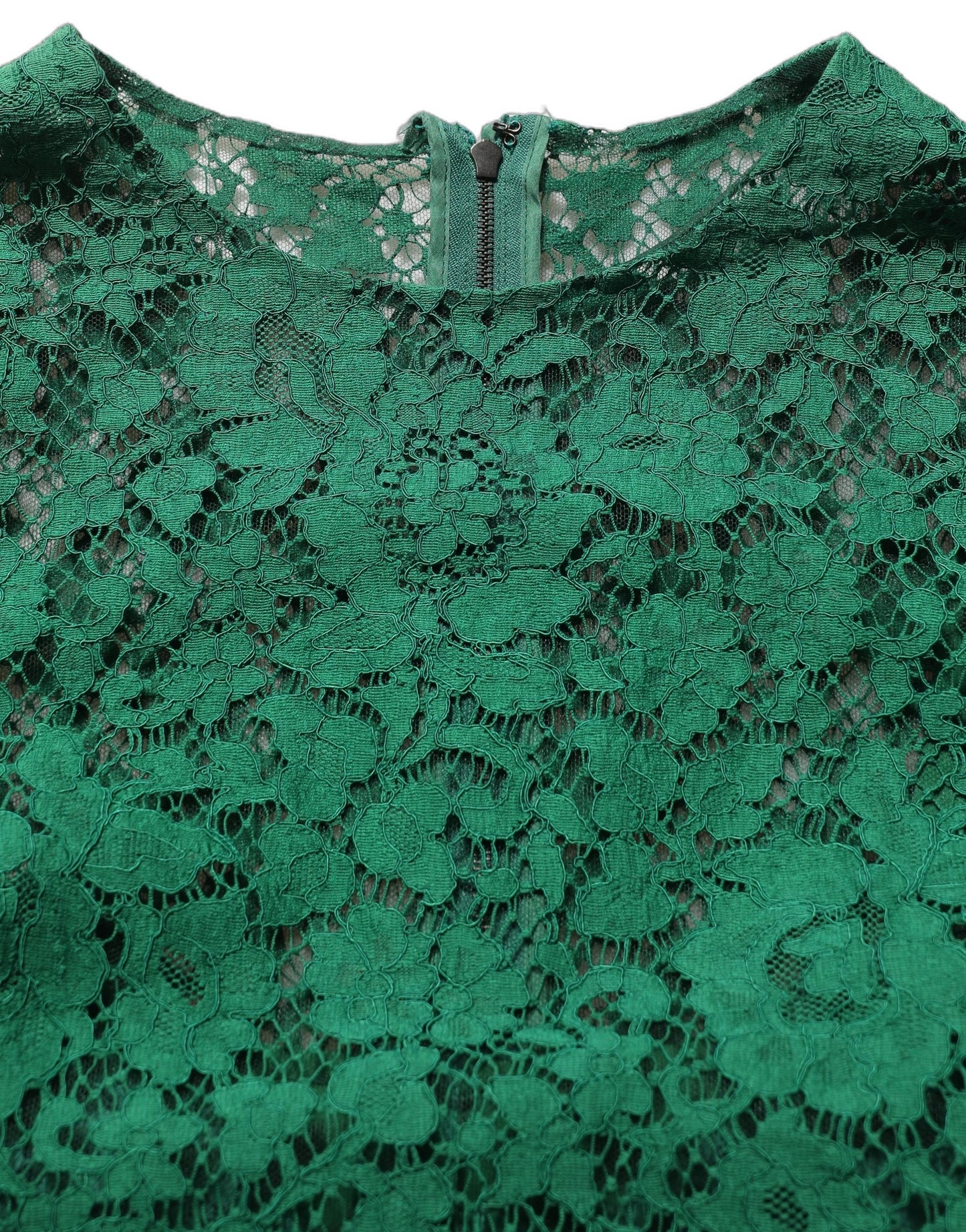 Dolce & Gabbana Green Floral Lace Round Neck Blouse Top Dolce & Gabbana