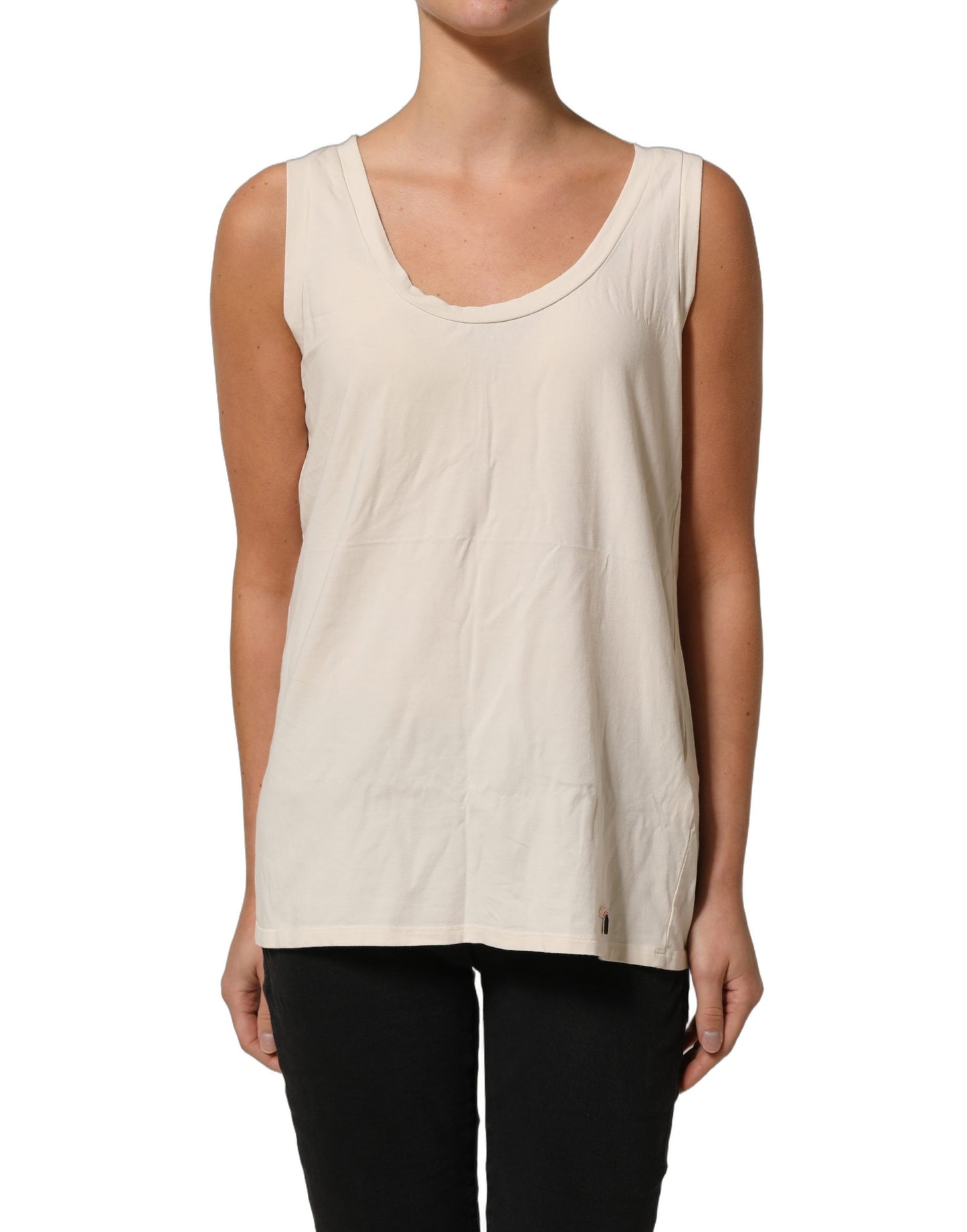 Aniye By Beige Viscose Sleeveless Round Neck Women Tank Top Aniye By