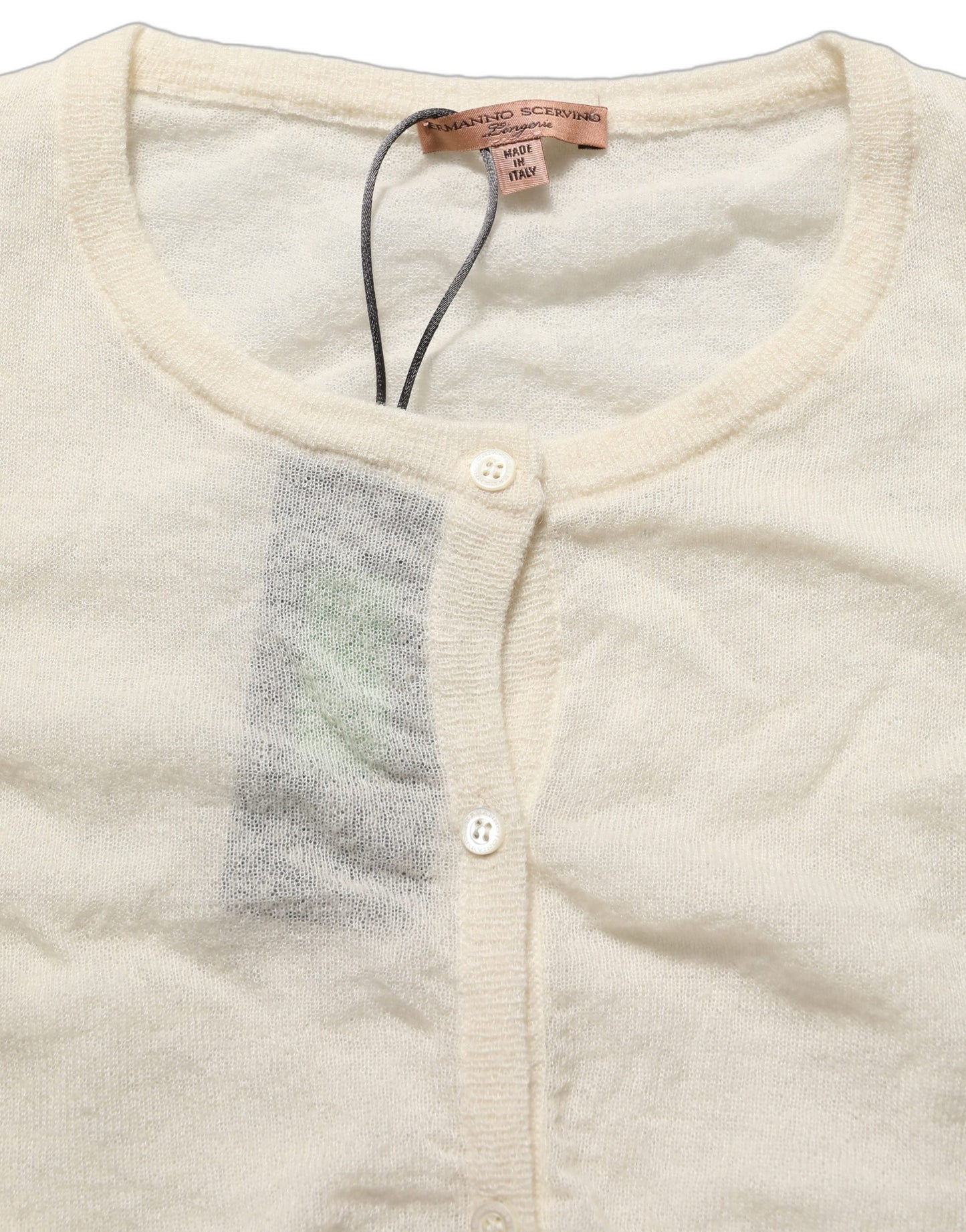 Ermanno Scervino White Knit Cropped Wool Cardigan Sweater Ermanno Scervino