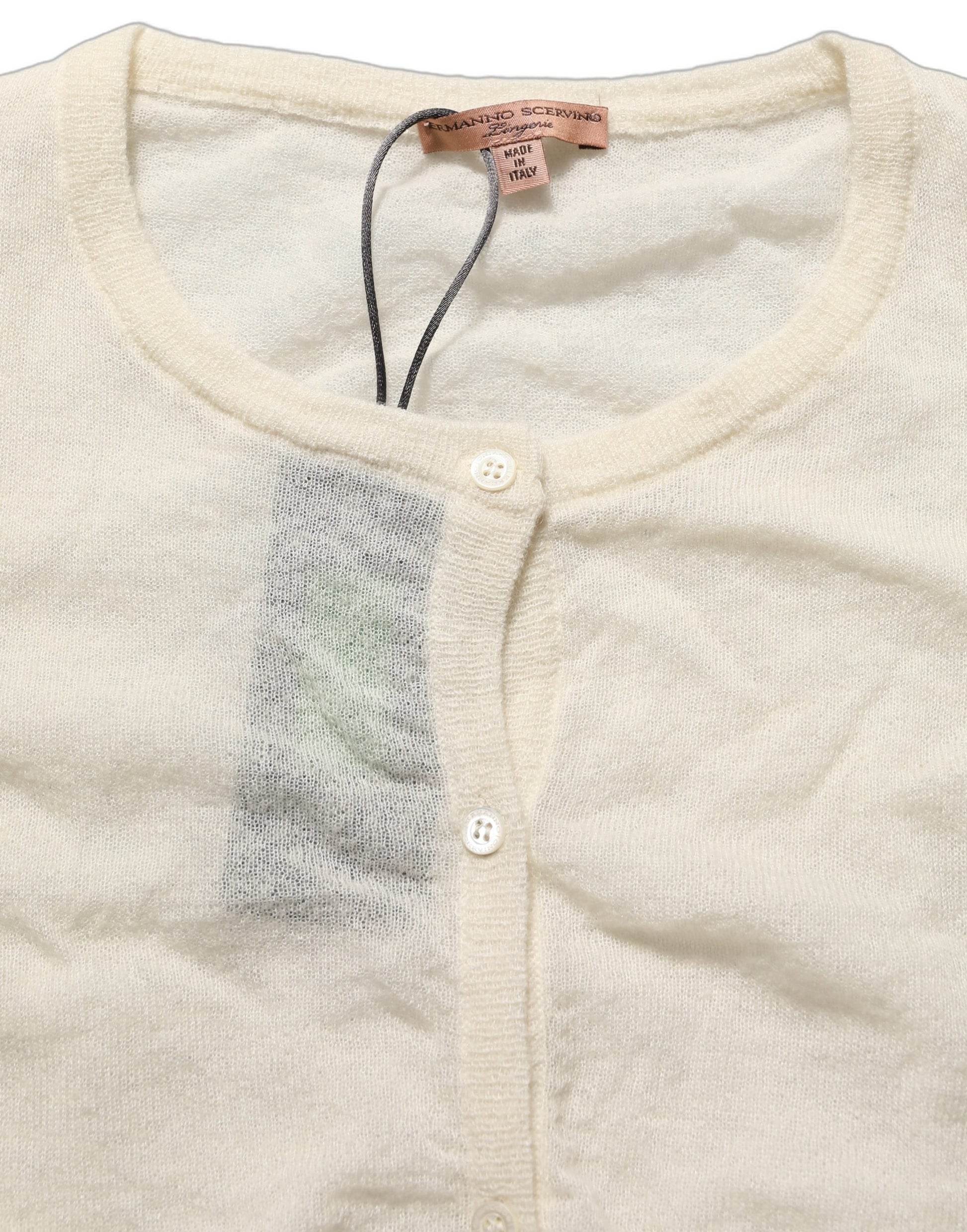 Ermanno Scervino White Knit Cropped Wool Cardigan Sweater Ermanno Scervino