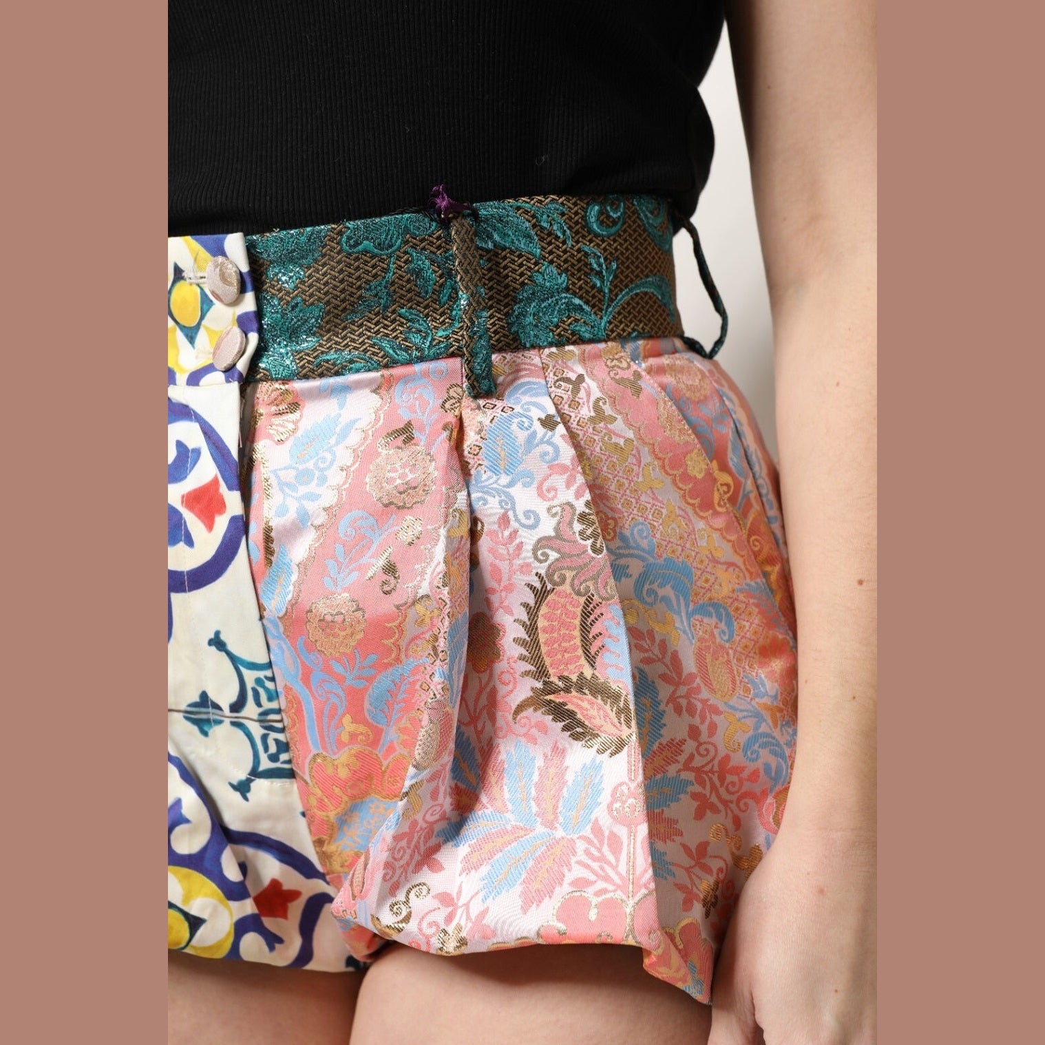 Dolce & Gabbana Multicolor High Waist Women Hot Pants Shorts Dolce & Gabbana