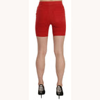 PINKO Red Mid Waist Cotton Stretch Slim Mini Shorts PINKO