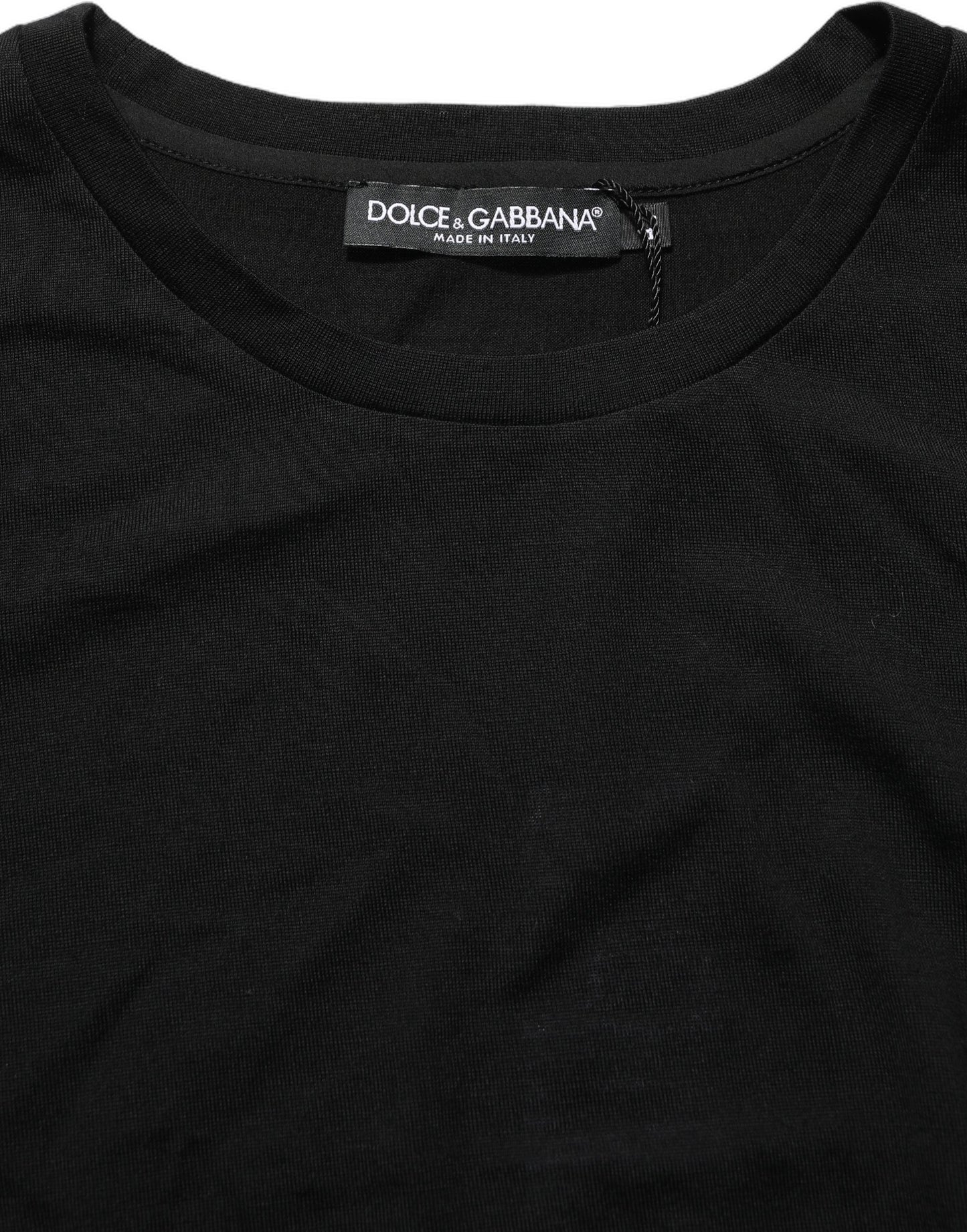 Dolce & Gabbana Black Wool Crew Neck Short Sleeves Men T-shirt Dolce & Gabbana
