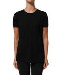 Black wool crew neck short sleeve men's T-shirt by Dolce & Gabbana, featuring a sleek, fitted design and subtle brand details.