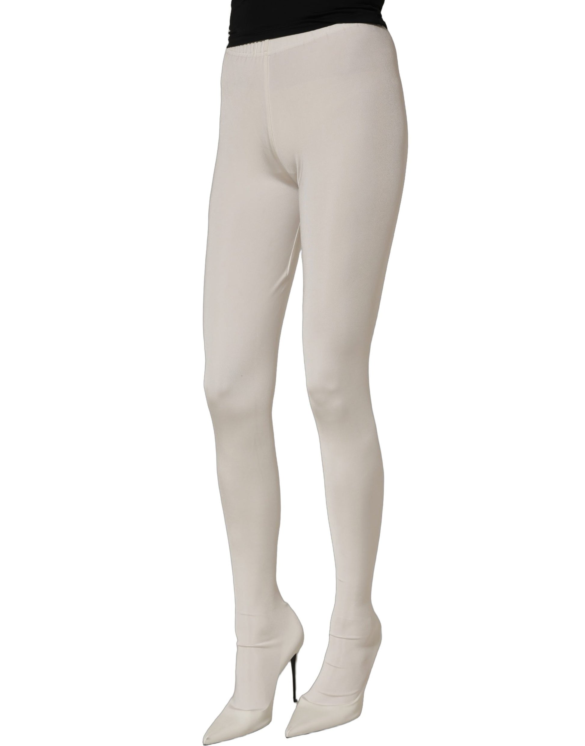 Dolce & Gabbana White High Heels Pumps Jersey Tights Shoes Dolce & Gabbana