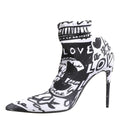 Dolce & Gabbana White Graffiti Stretch Ankle Boots Shoes