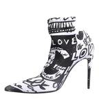 Dolce & Gabbana White Graffiti Stretch Ankle Boots Shoes