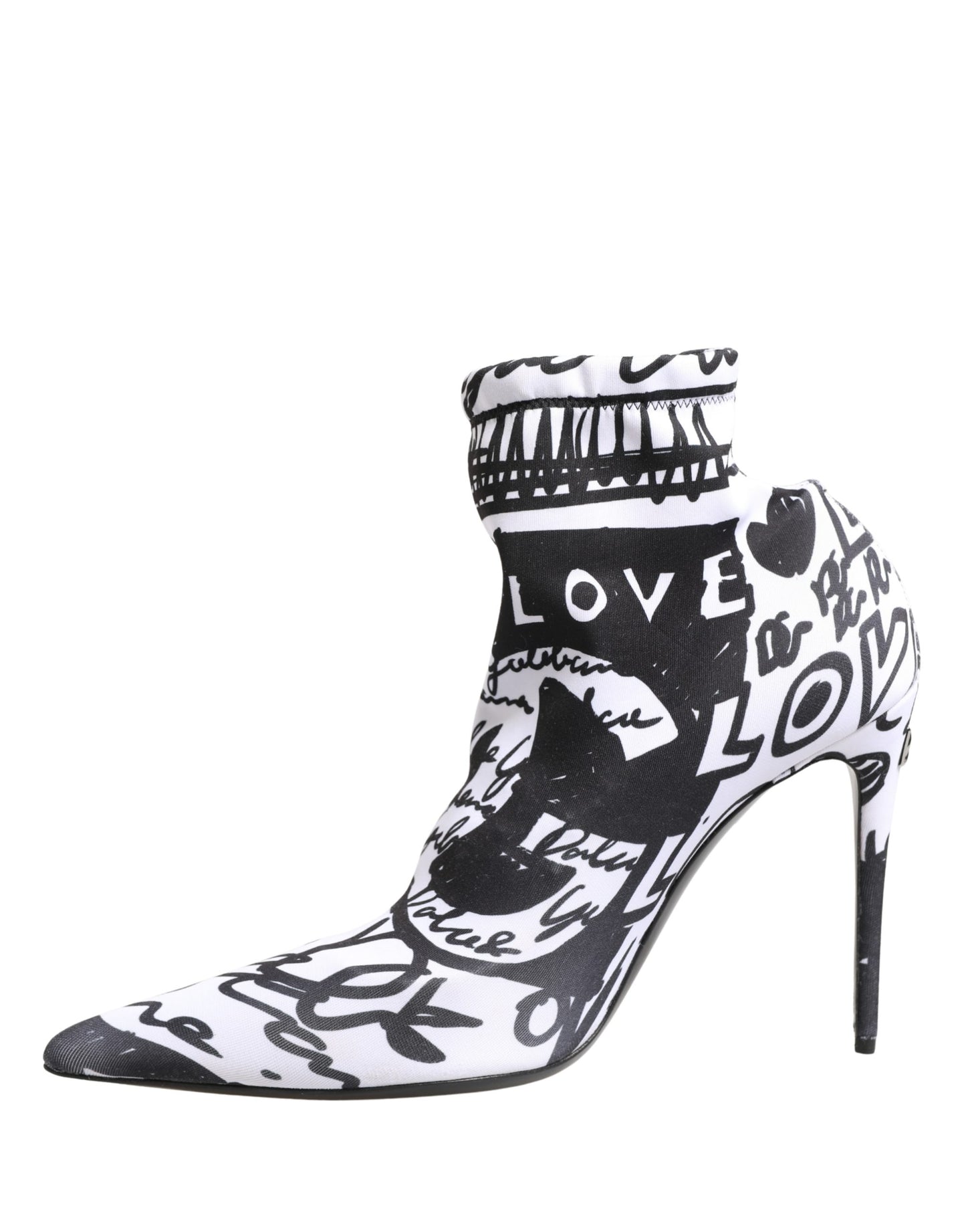 Dolce & Gabbana White Graffiti Stretch Ankle Boots Shoes Dolce & Gabbana