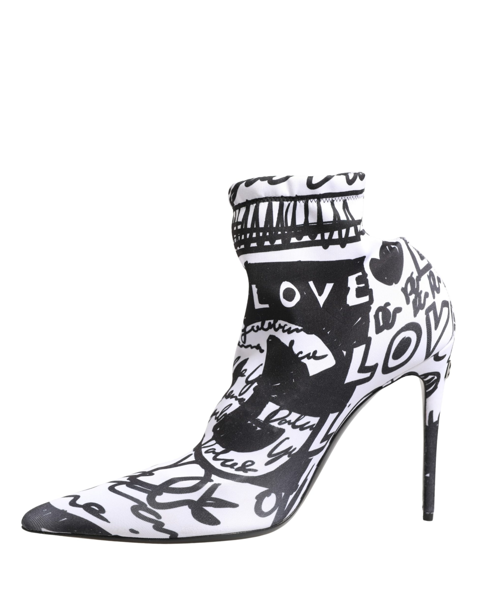 Dolce & Gabbana White Graffiti Stretch Ankle Boots Shoes Dolce & Gabbana