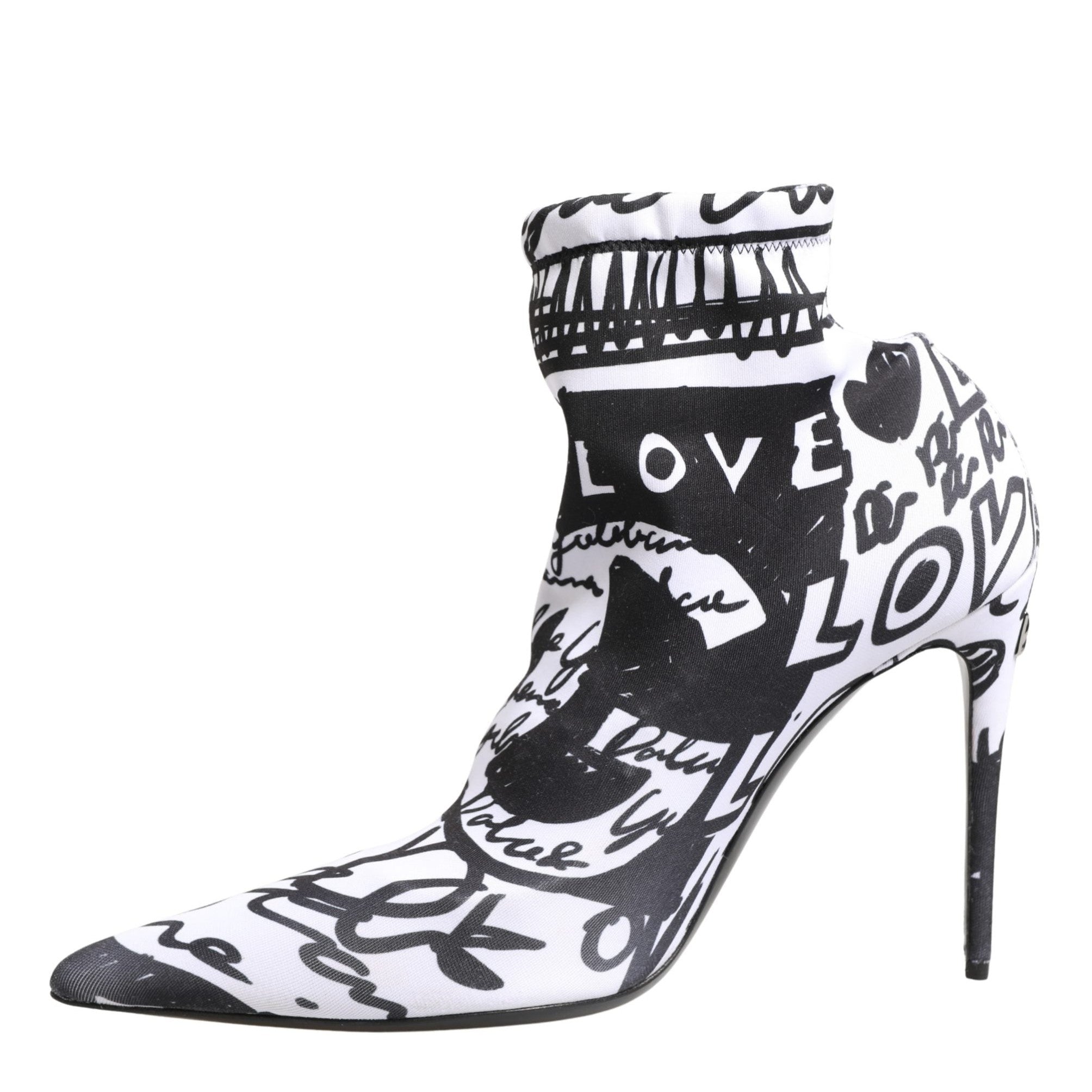 Dolce & Gabbana White Graffiti Stretch Ankle Boots Shoes