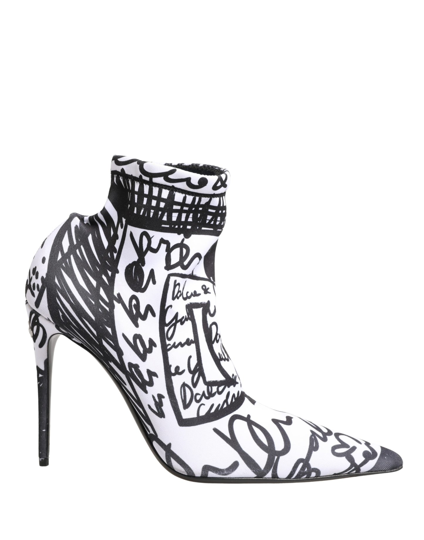 Dolce & Gabbana White Graffiti Stretch Ankle Boots Shoes Dolce & Gabbana