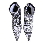 Dolce & Gabbana White Graffiti Stretch Ankle Boots Shoes