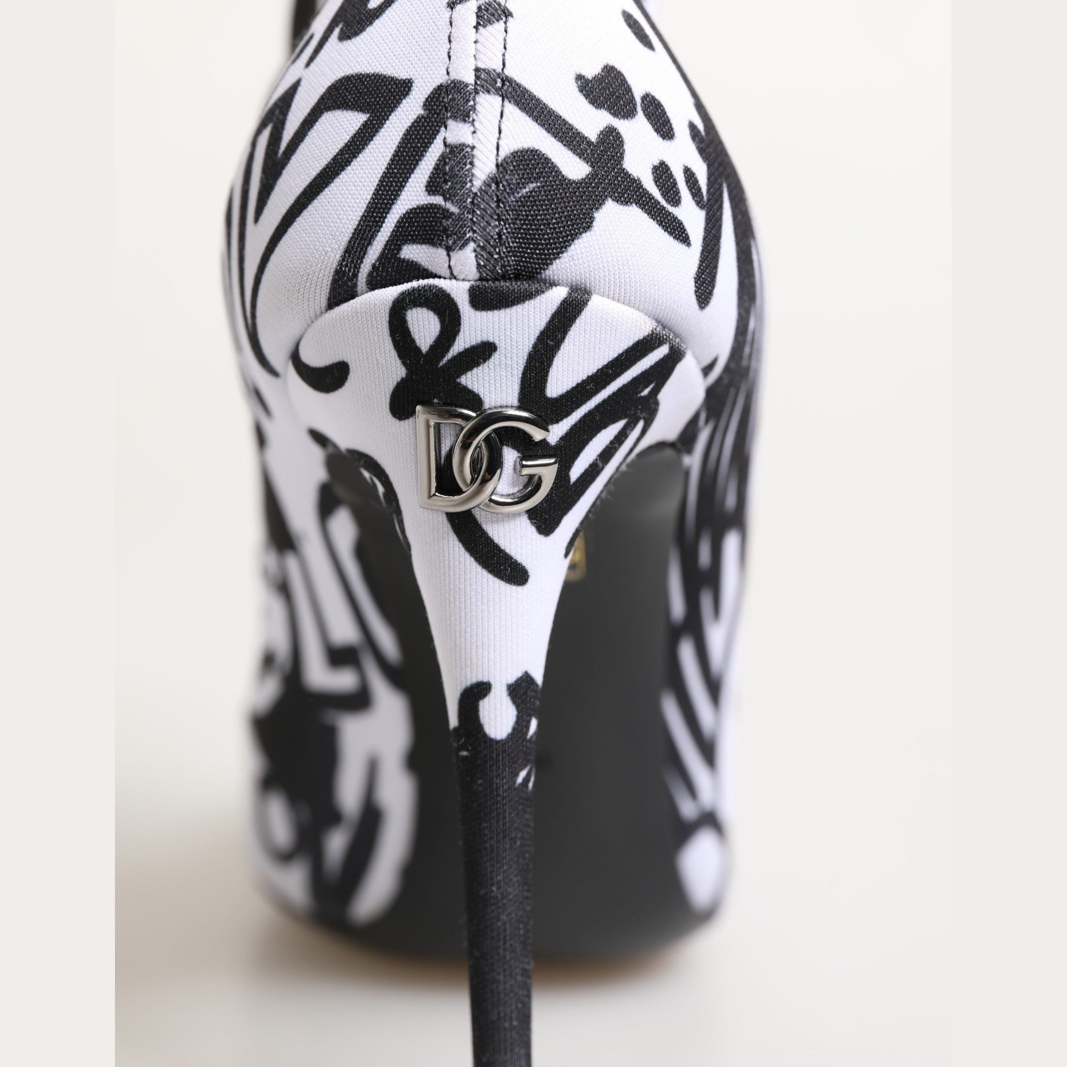 Dolce & Gabbana White Graffiti Stretch Ankle Boots Shoes