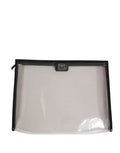 Dolce & Gabbana transparent PVC clutch pouch with branded logo plaque, sleek and modern evening bag design.