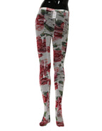Dolce & Gabbana White Nylon Floral Print Tights Stockings Socks
