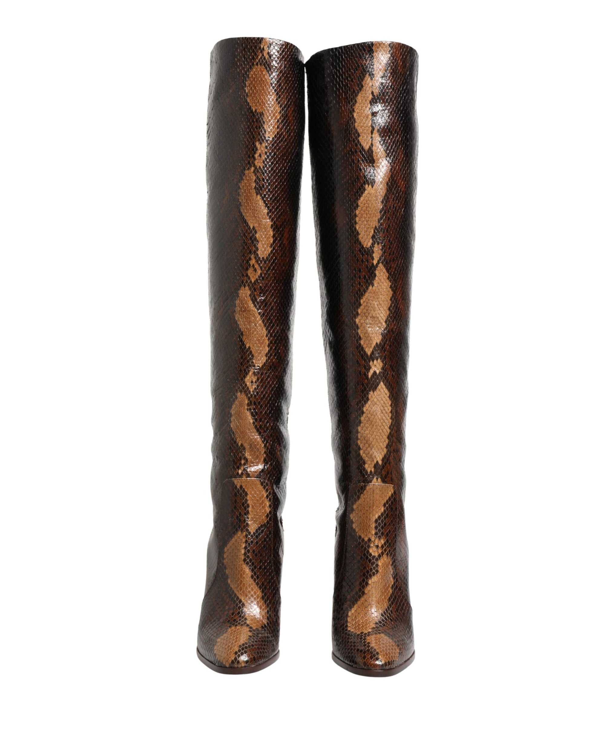 Dolce & Gabbana Brown Exotic Leather Knee High Boots Shoes Dolce & Gabbana