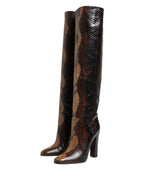 Dolce & Gabbana Brown Exotic Leather Knee High Boots Shoes