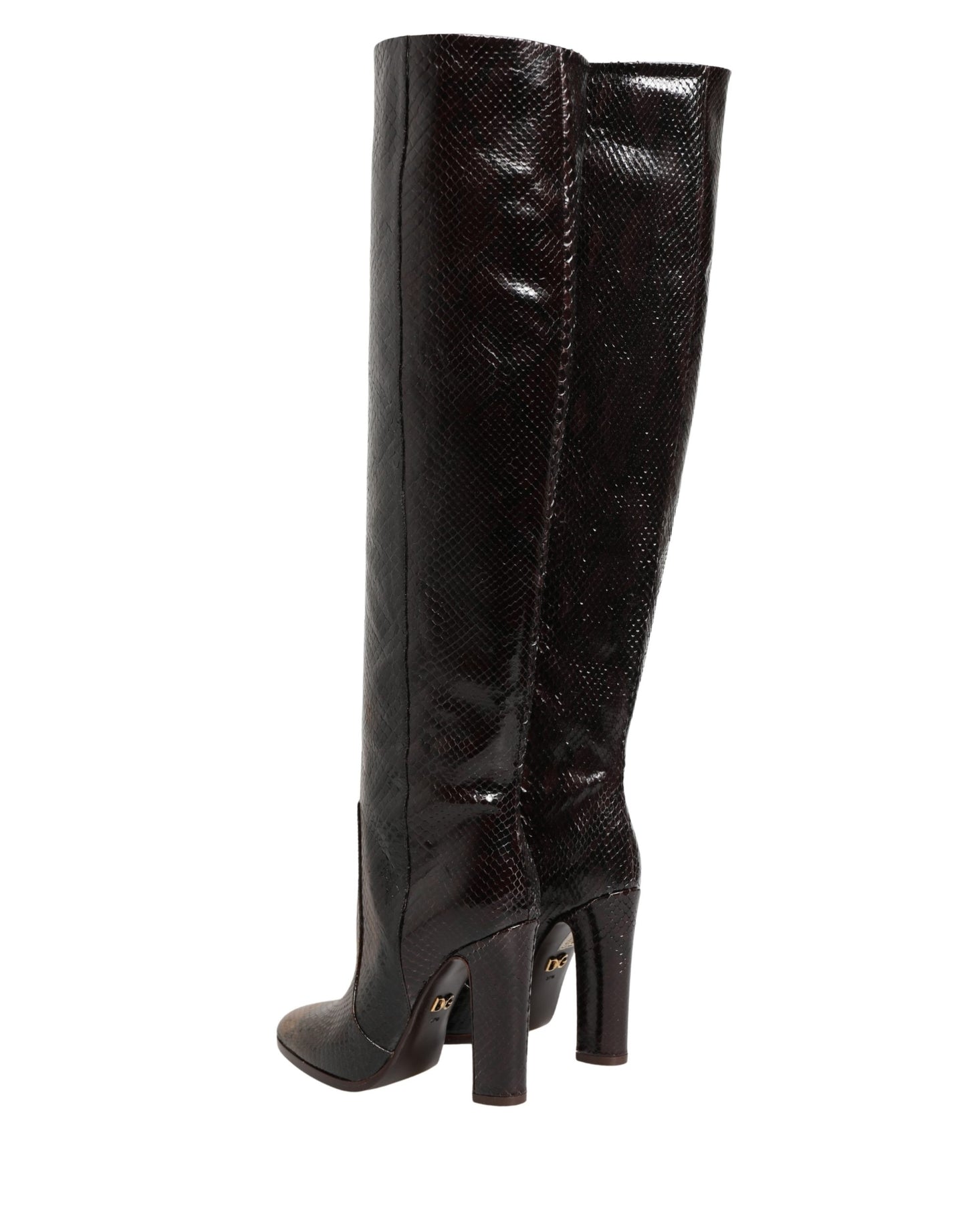 Dolce & Gabbana Brown Exotic Leather Knee High Boots Shoes Dolce & Gabbana