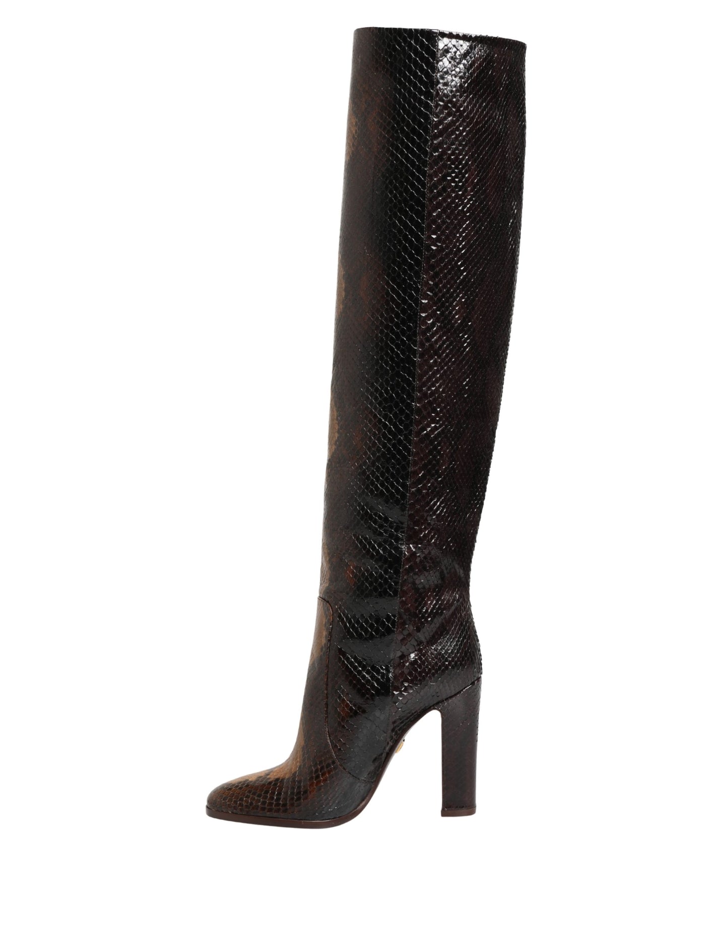 Dolce & Gabbana Brown Exotic Leather Knee High Boots Shoes Dolce & Gabbana