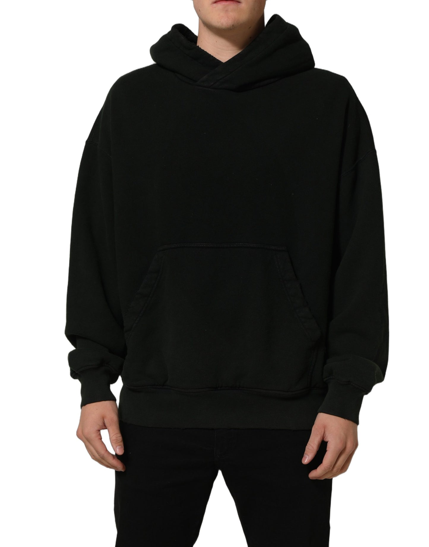 Dolce & Gabbana Black Cotton Hooded Men Sweatshirt Sweater Dolce & Gabbana