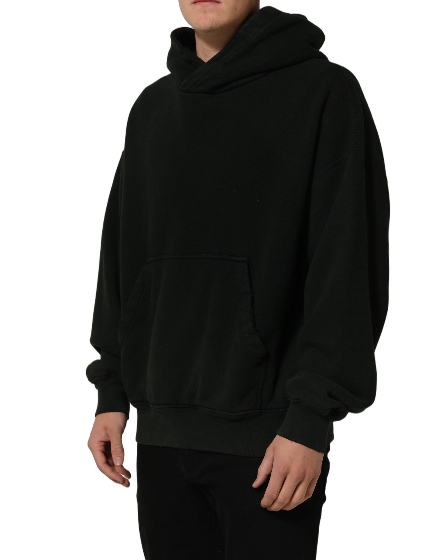 Dolce & Gabbana Black Cotton Hooded Men Sweatshirt Sweater Dolce & Gabbana