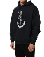 Dolce & Gabbana Black Anchor Print Hooded Sweatshirt Sweater