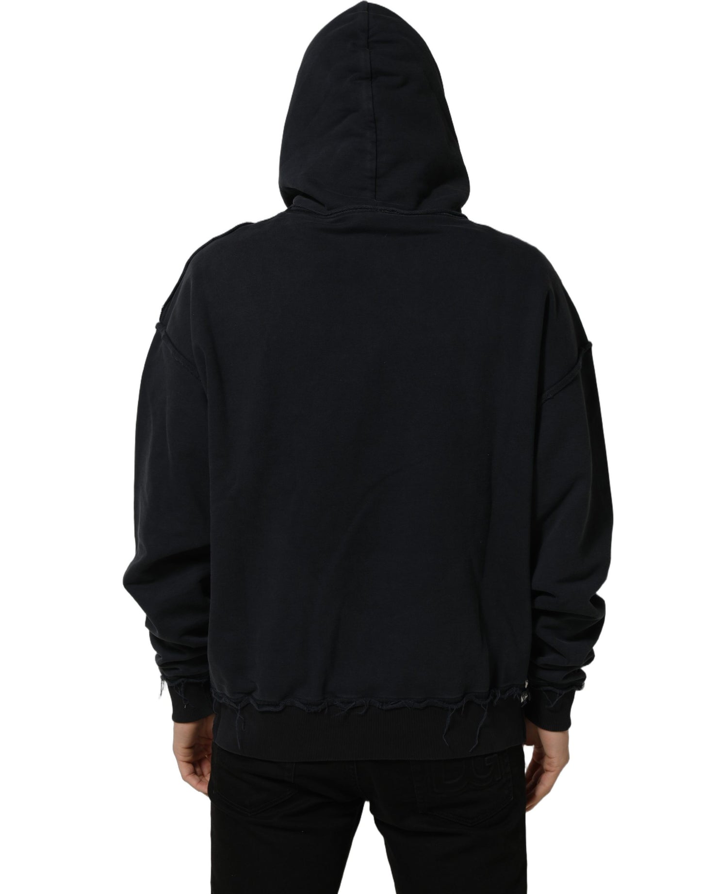 Dolce & Gabbana Black Anchor Print Hooded Sweatshirt Sweater Dolce & Gabbana