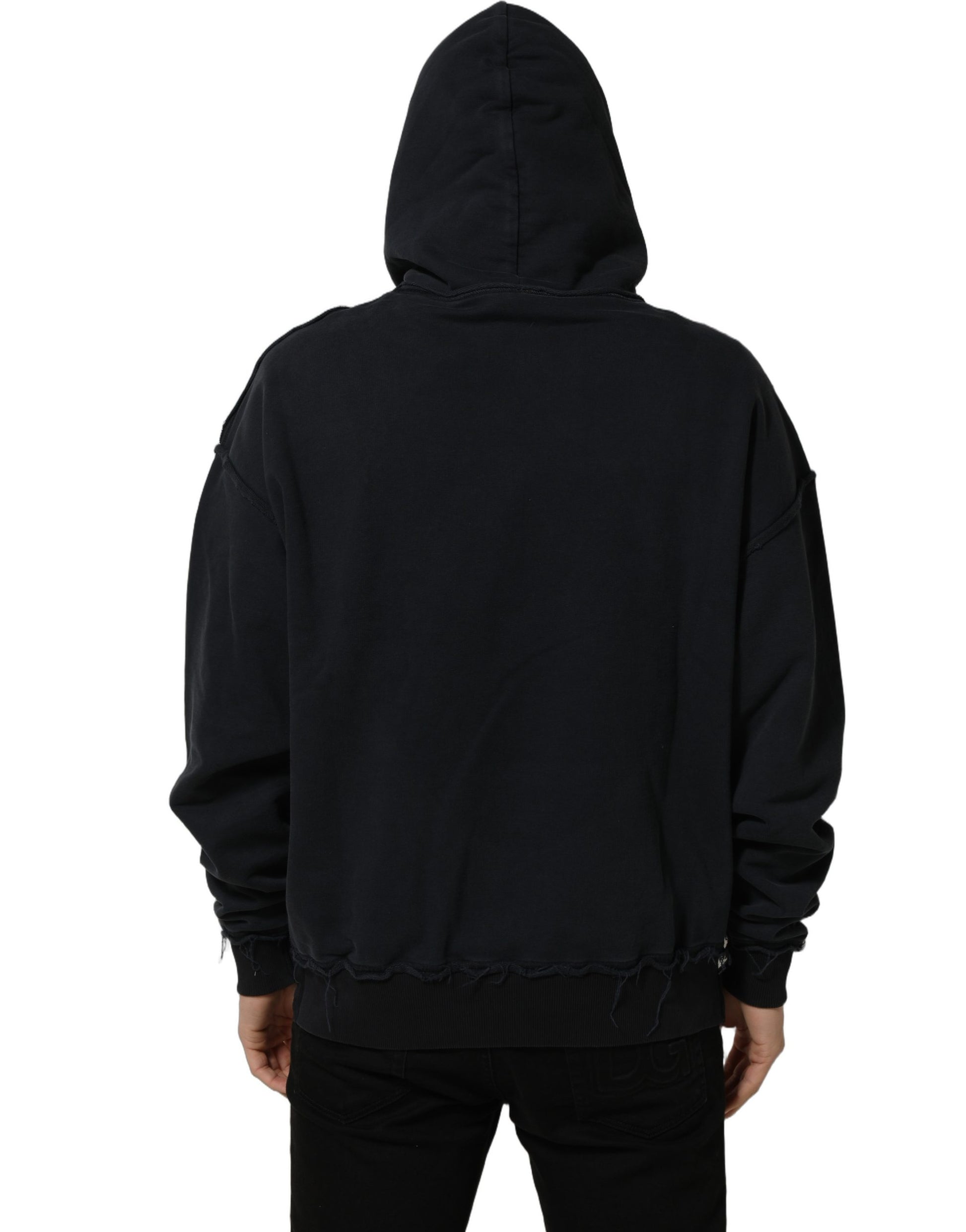Dolce & Gabbana Black Anchor Print Hooded Sweatshirt Sweater Dolce & Gabbana