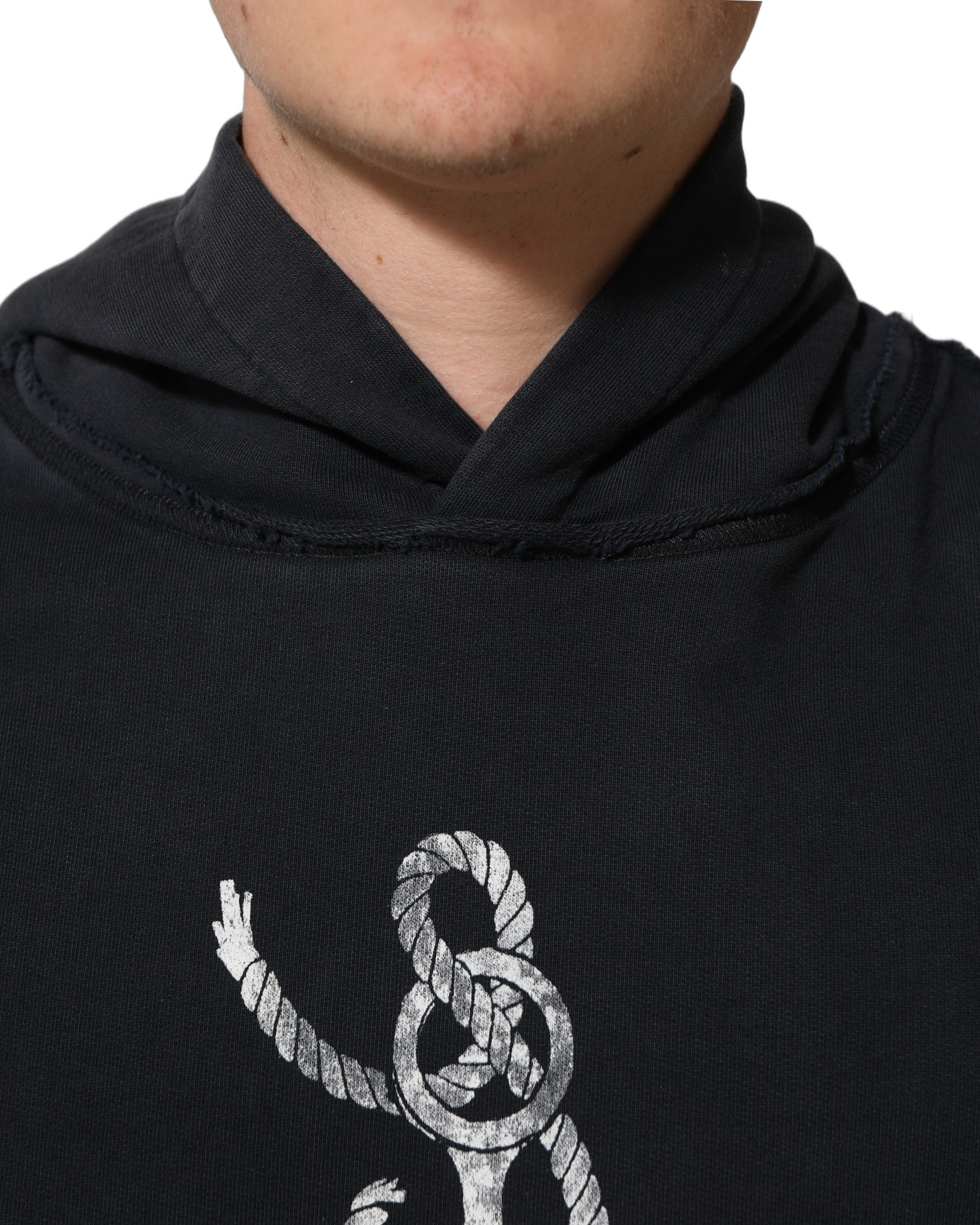 Dolce & Gabbana Black Anchor Print Hooded Sweatshirt Sweater Dolce & Gabbana