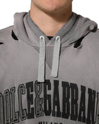 Dolce & Gabbana Gray Graphic Hooded Sweatshirt Men Sweater