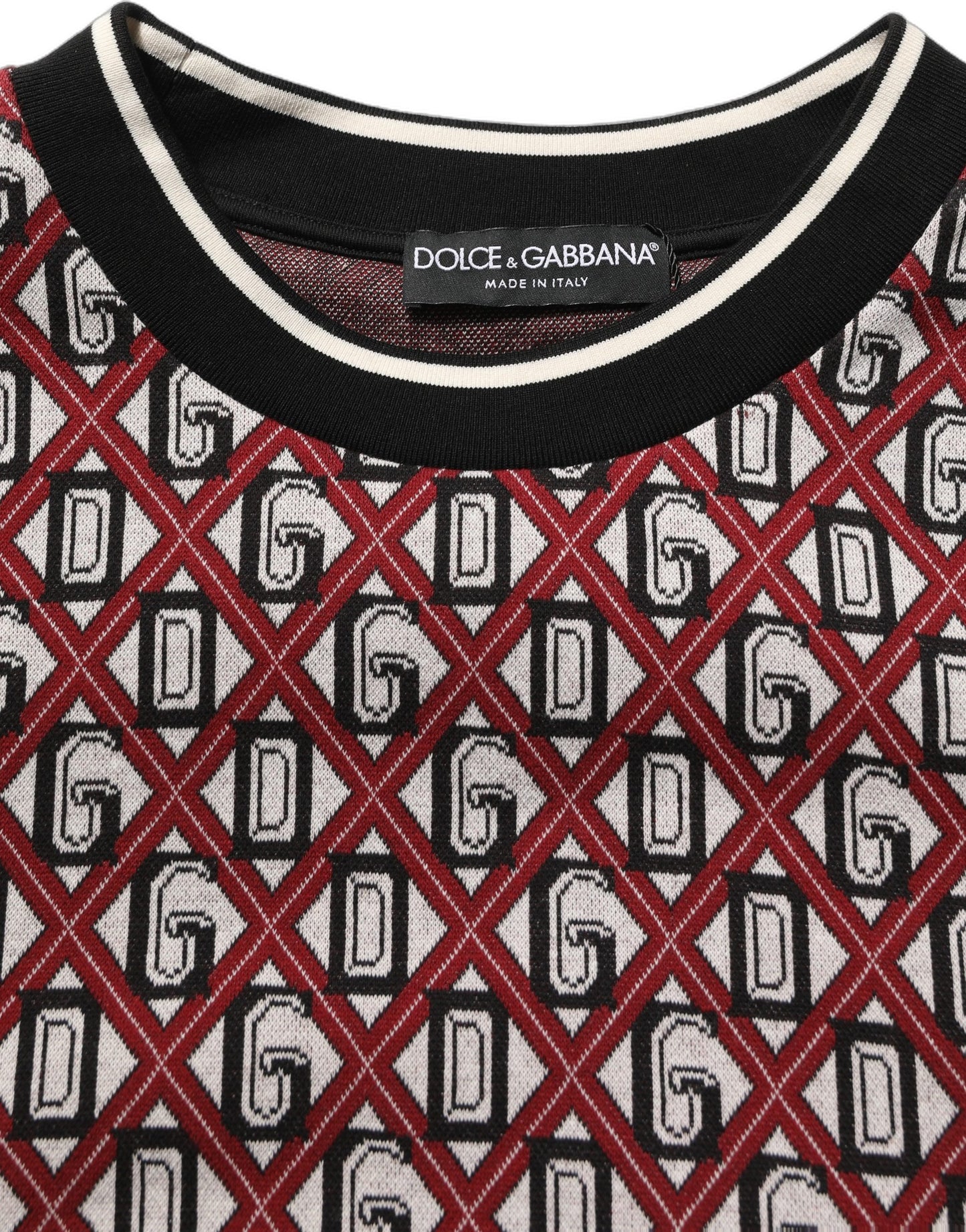 Dolce & Gabbana Red Logo Cotton Jacquard Sweatshirt Sweater Dolce & Gabbana