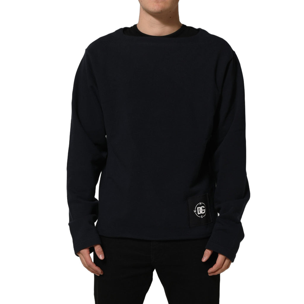 Dolce & Gabbana Dark Blue Logo Cotton Sweatshirt Sweater