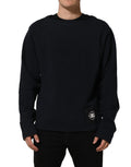 Dark blue Dolce & Gabbana logo cotton sweatshirt with long sleeves and a relaxed fit, displayed on a plain background.