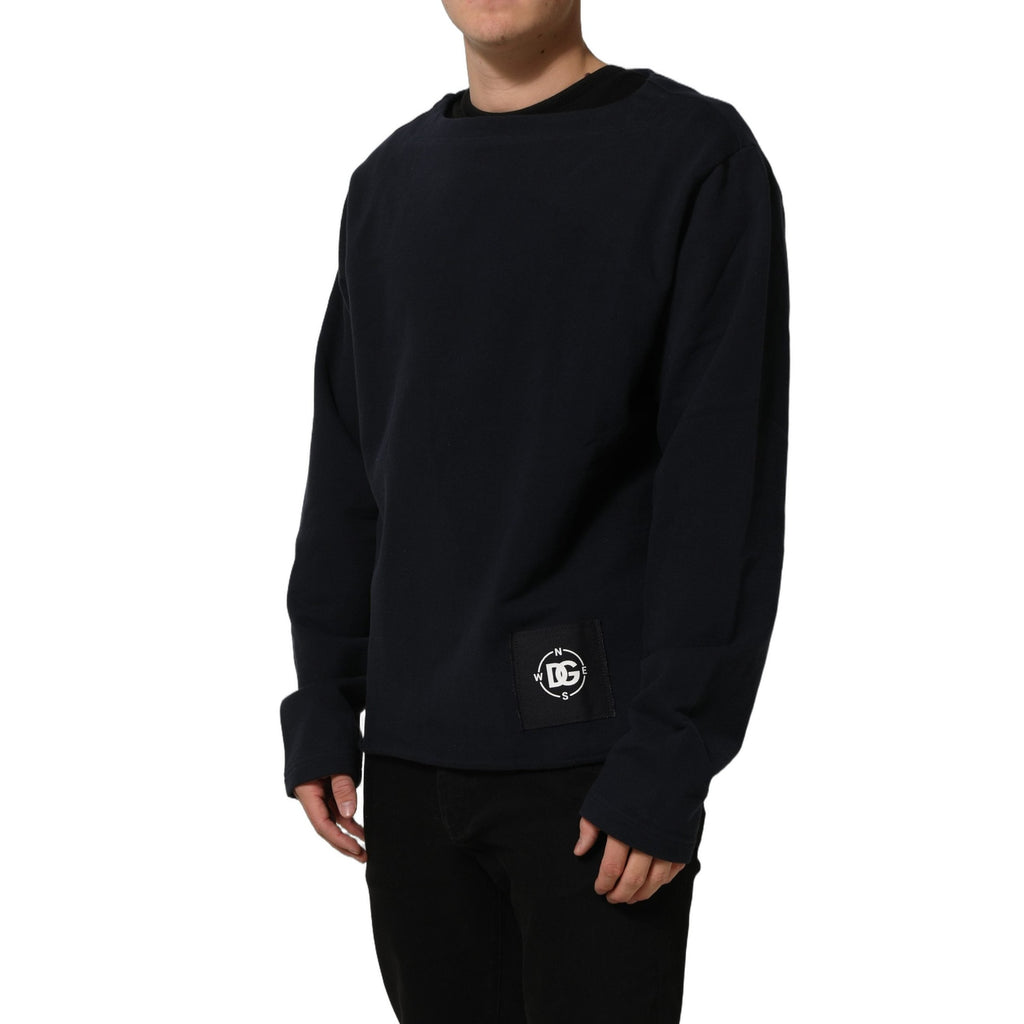 Dolce & Gabbana Dark Blue Logo Cotton Sweatshirt Sweater