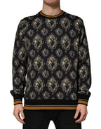 Black Dolce & Gabbana Sacred Heart cotton sweatshirt with graphic print, long sleeves, and ribbed cuffs and hem.
