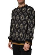 Black Dolce & Gabbana Sacred Heart cotton sweatshirt with printed design and ribbed cuffs and hem.