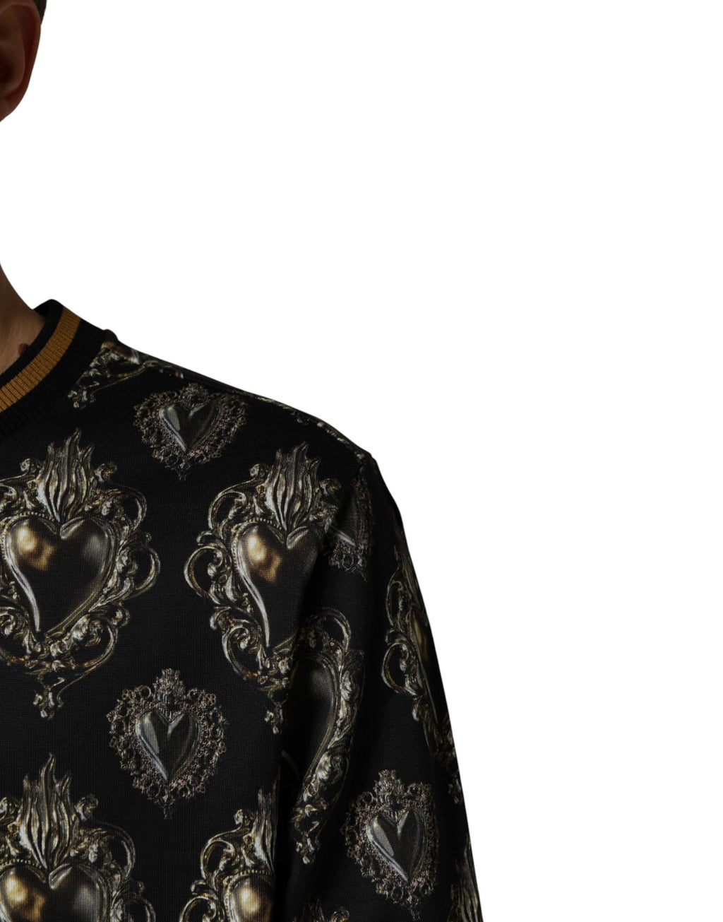 Dolce & Gabbana black Sacred Heart cotton sweatshirt featuring a bold graphic design and relaxed fit.