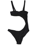 Dolce & Gabbana Black Embellished Cutout Bandeau One Piece Swimwear
