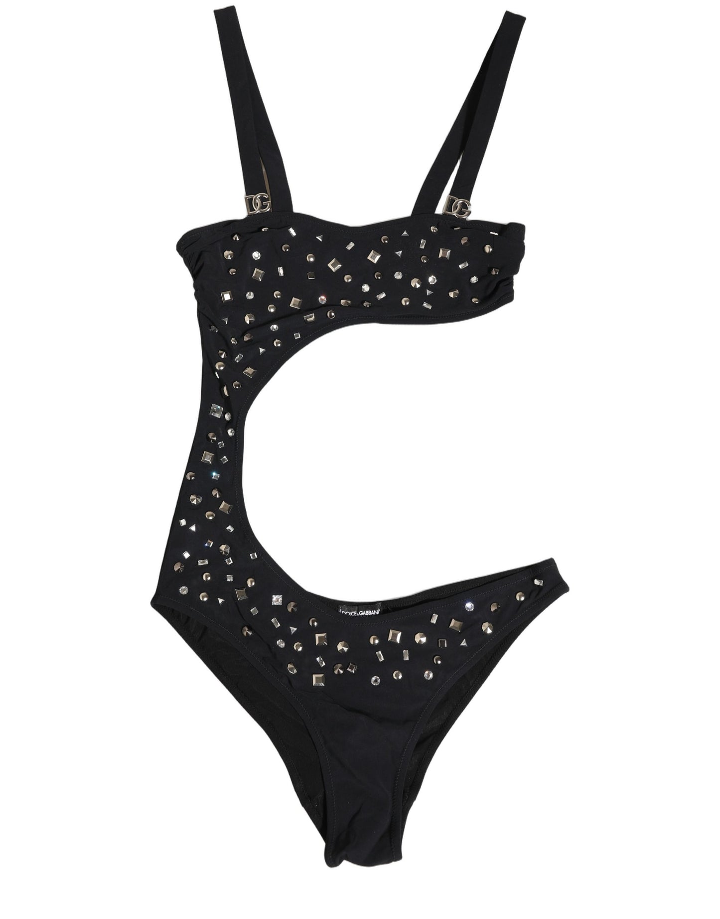 Dolce & Gabbana Black Embellished Cutout Bandeau One Piece Swimwear Dolce & Gabbana