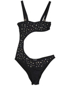 Dolce & Gabbana Black Embellished Cutout Bandeau One Piece Swimwear