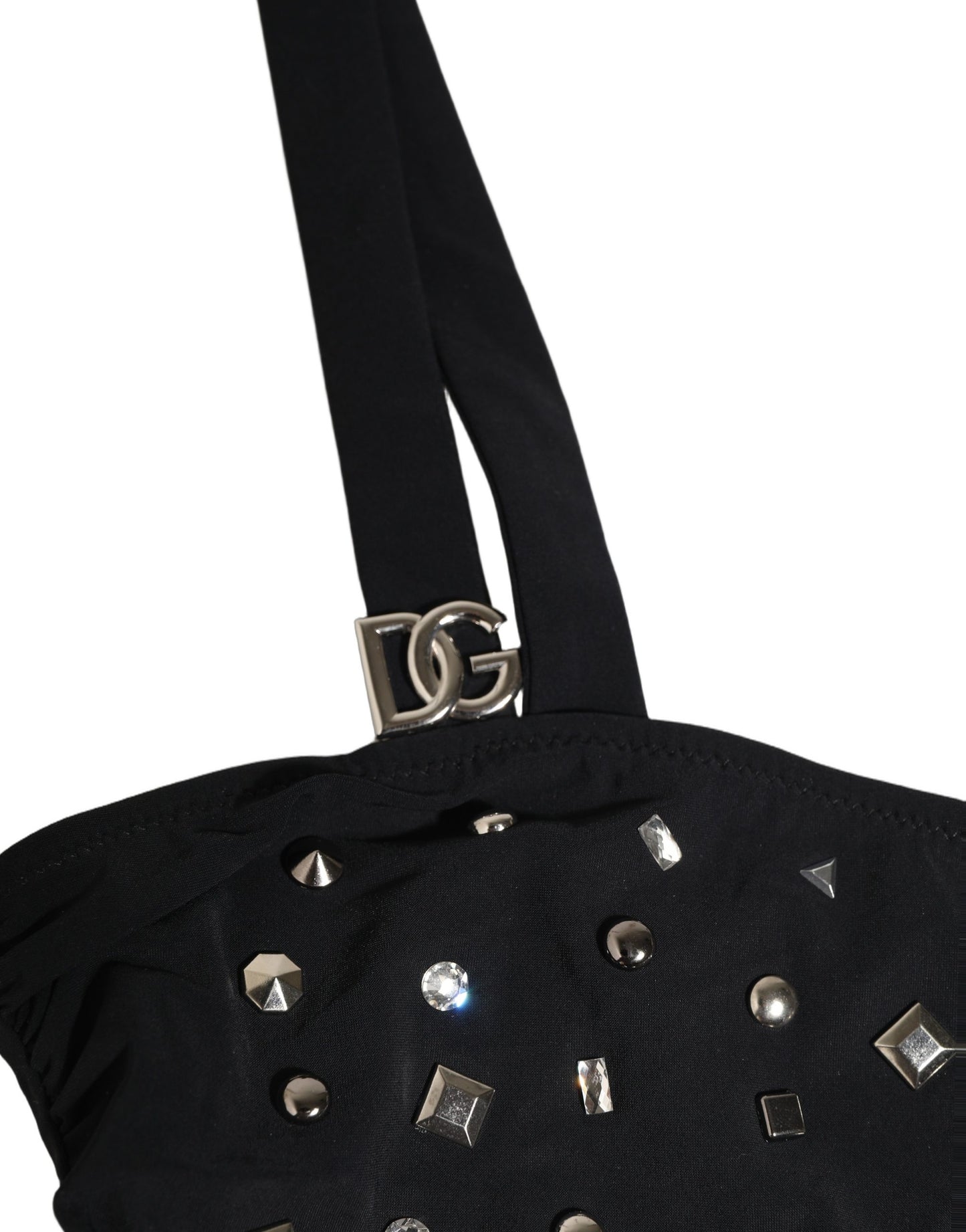 Dolce & Gabbana Black Embellished Cutout Bandeau One Piece Swimwear Dolce & Gabbana