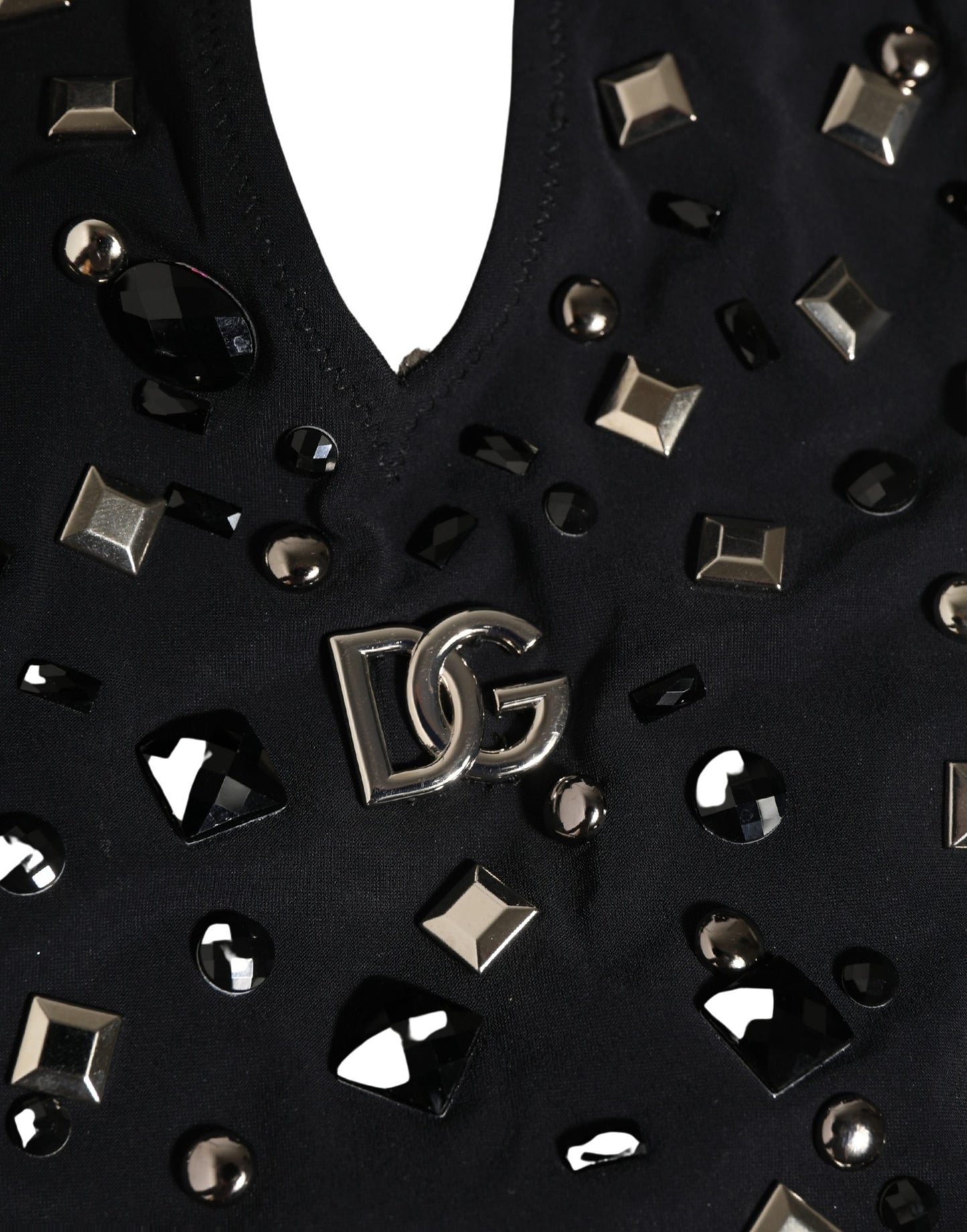 Dolce & Gabbana Black Logo Embellished Cutout One Piece Swimwear Dolce & Gabbana