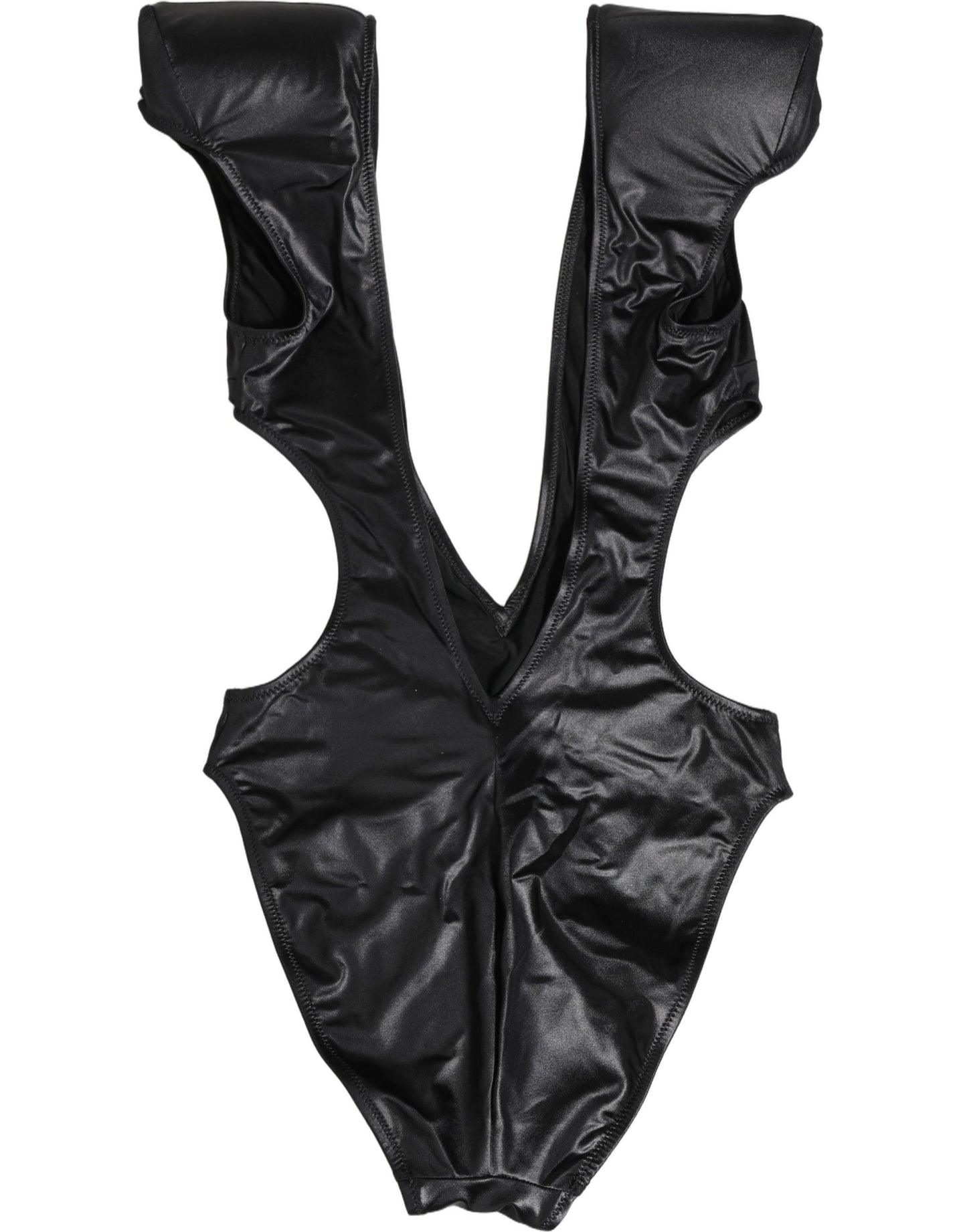 Dolce & Gabbana Black Deep V-Neck Cutout One Piece Swimwear Dolce & Gabbana