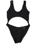 Dolce & Gabbana Black Cutout Logo One Piece Swimsuit Swimwear