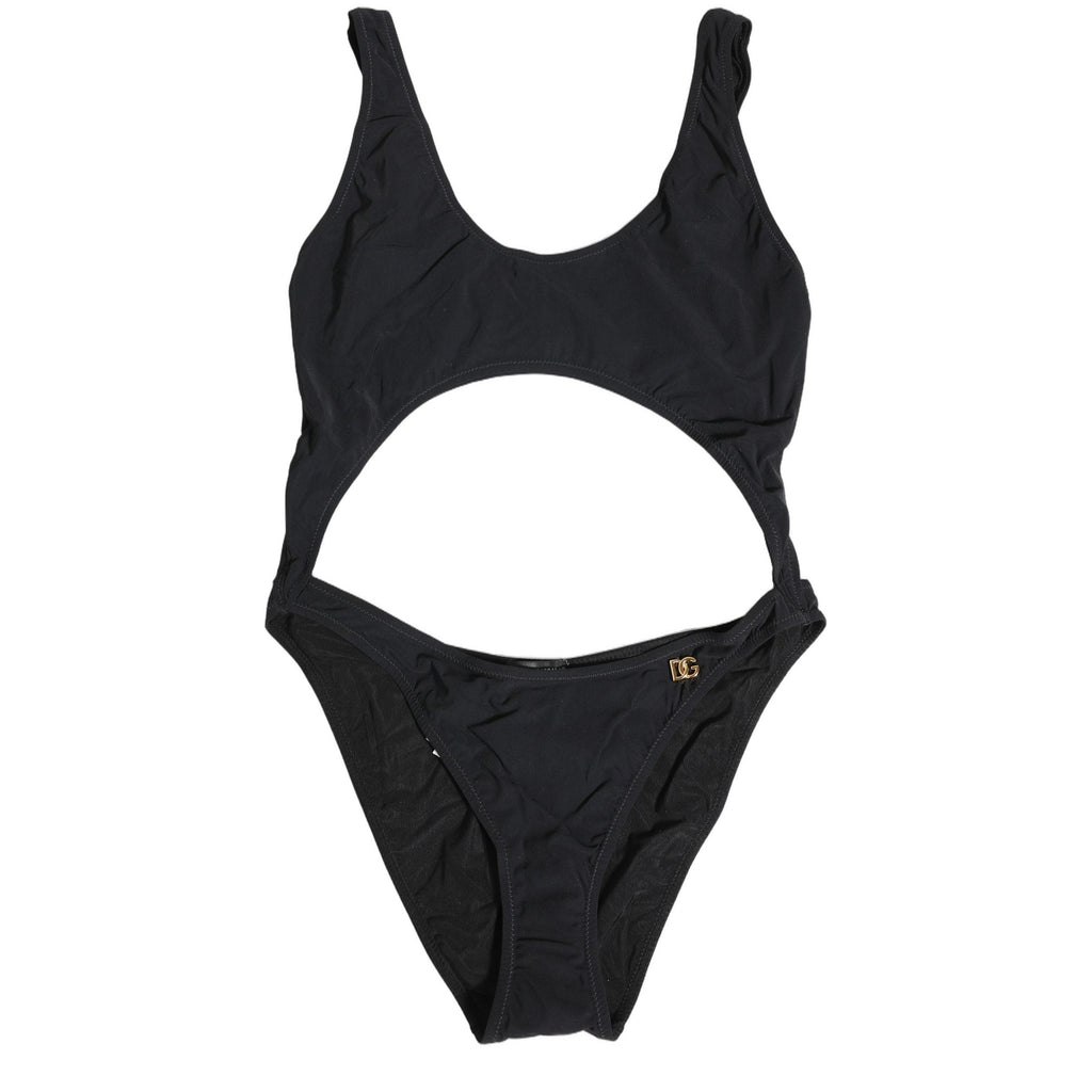 Dolce & Gabbana Black Cutout Logo One Piece Swimsuit Swimwear